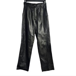 Vintage Italian Leather High Waist Pleated Pants 80s Skin Brand
